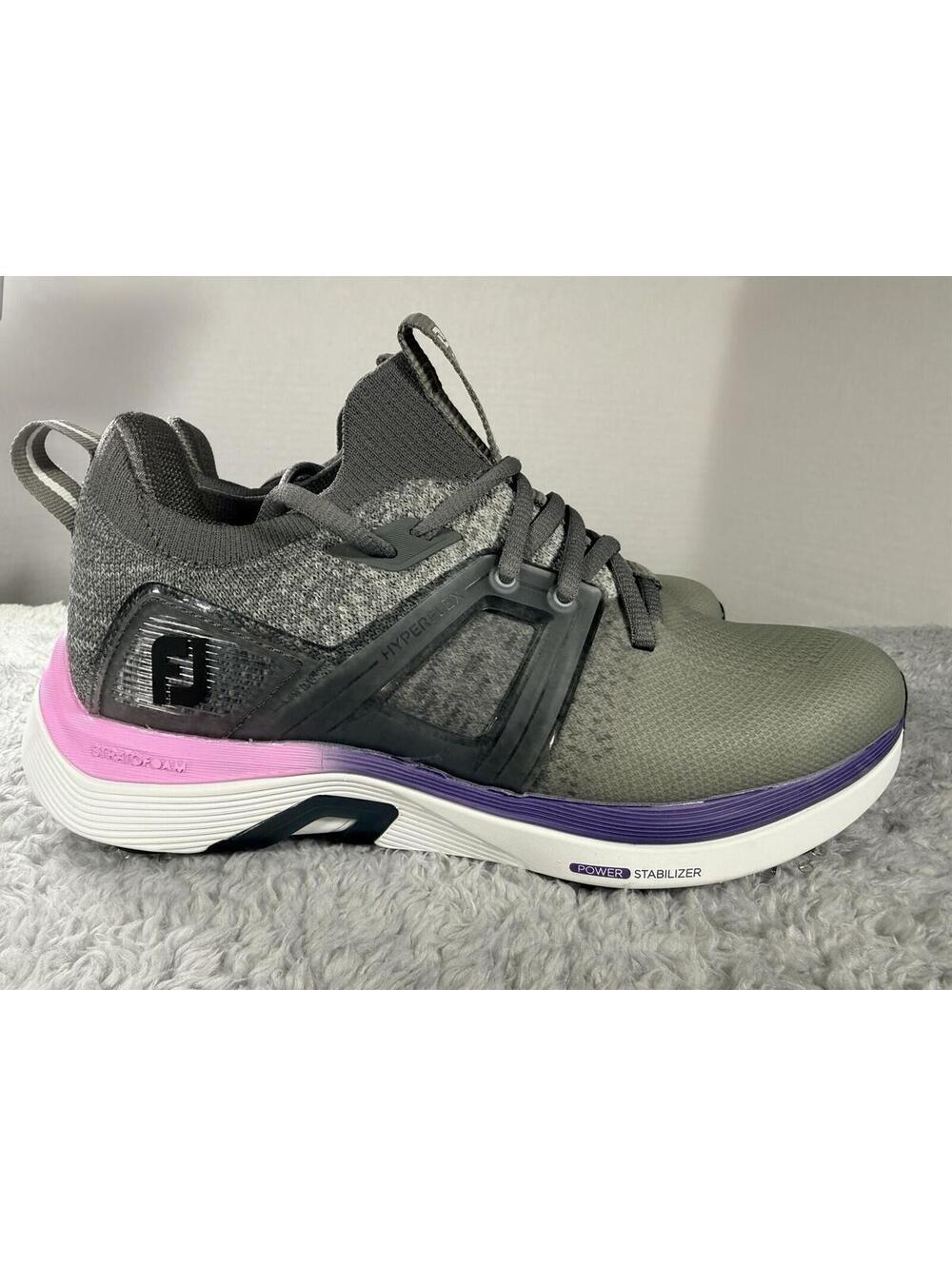 New FootJoy Women's HyperFlex Golf Shoes Gray/Pink Spike 98168 Size 6.5
